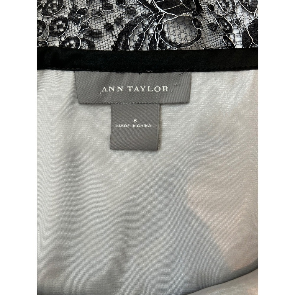 Ann Taylor Silky Silver Skirt with Black Lace Romantic Feminine Size 8 - Picture 7 of 7